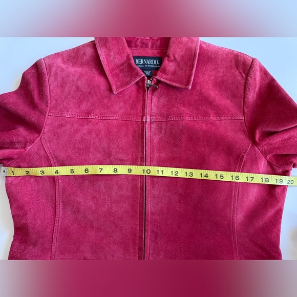 Vintage 90s Y2K Bernardo Red Leather Suede Moto Biker Zip Up Jacket PM - Picture 9 of 13